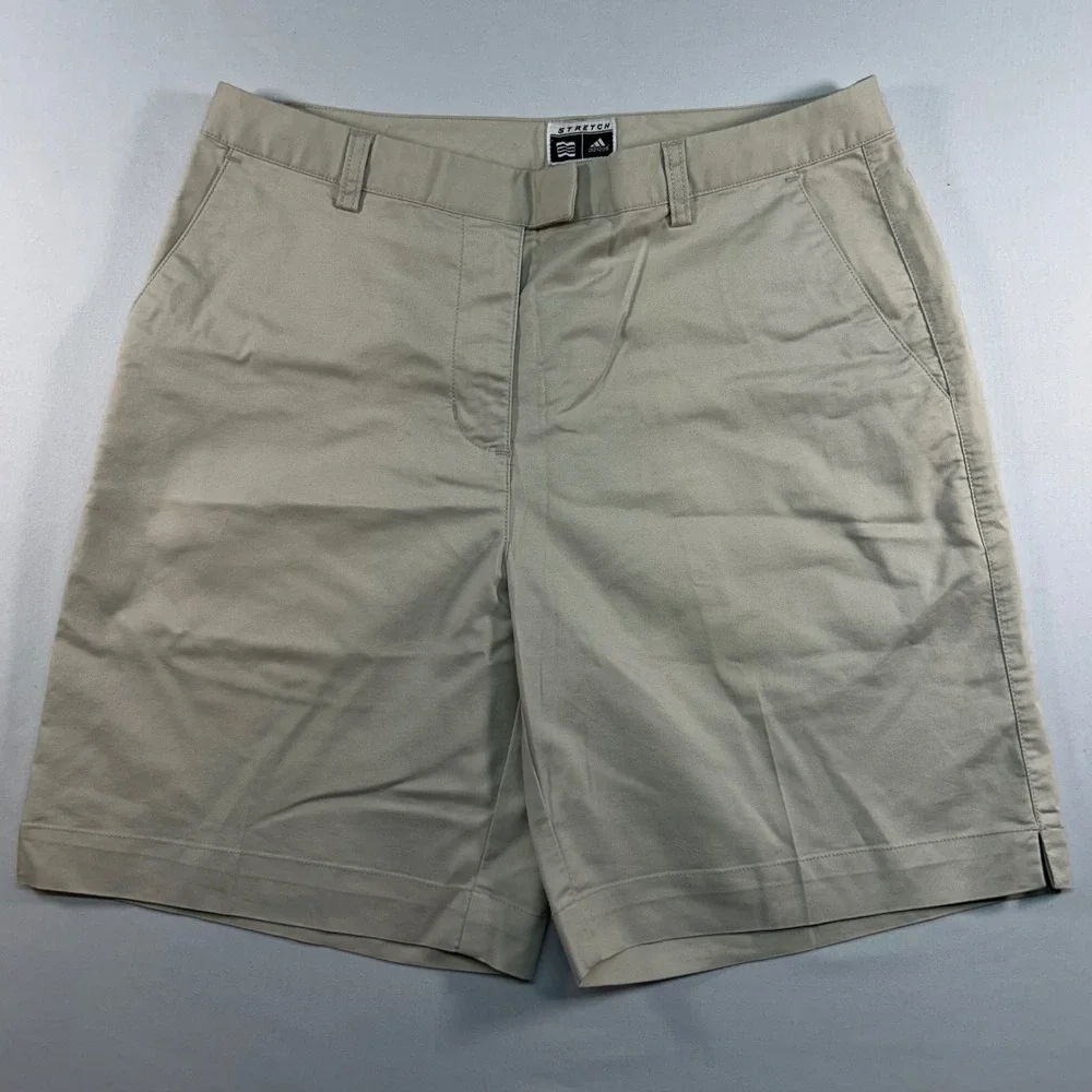 Adidas Womens Golf Shorts Khaki Tan Stretch Cotton Blend Size 10 Activewear